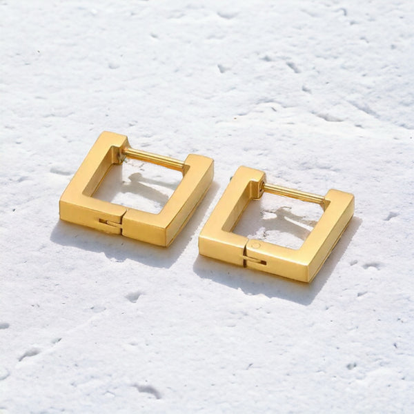 Square Gold Click Hoops