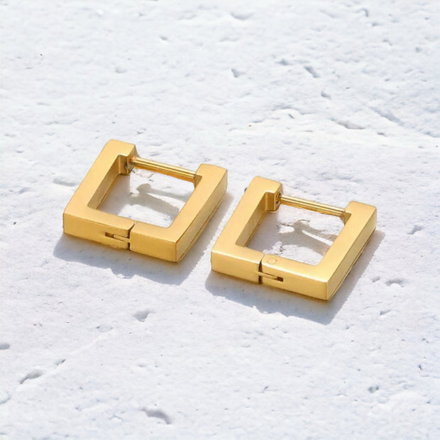 Square Gold Click Hoops