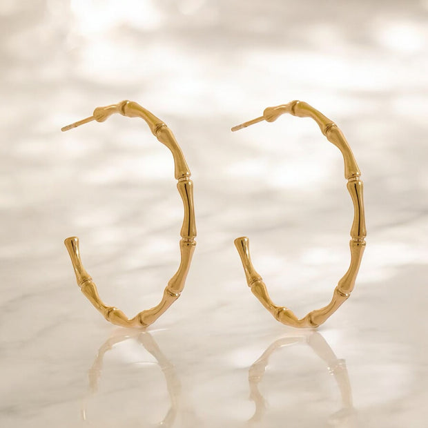 Gold and Silver Nadine Bamboo Hoops (smaller version)