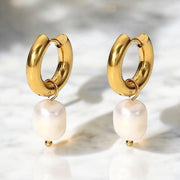 Margot Gold Hoop with Pearl Drop Earrings