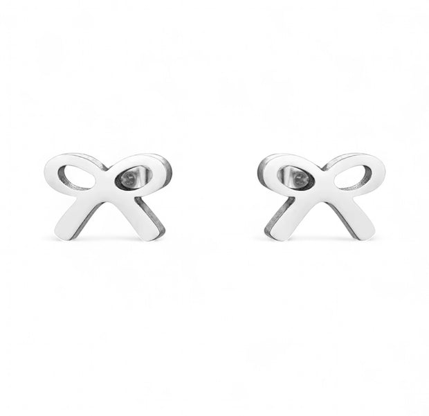 Ribbon Stud Earrings (Gold or Silver)