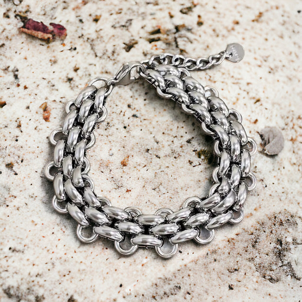 ‘Betsy’ - Basket Weave Chain Bracelet in Gold or Silver