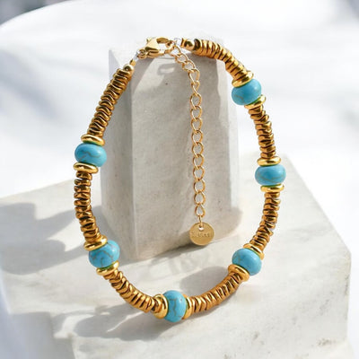 Santorini - Gold and Turquoise bracelet
