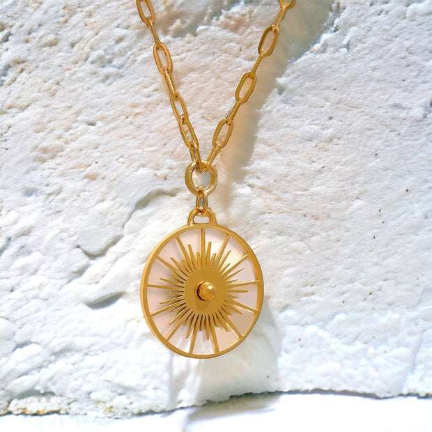 ‘Sunna’ - Mother of Pearl Sun Talisman Necklace