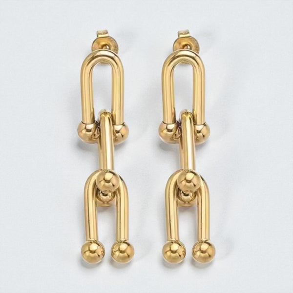 Serena Ball Gold Link Earrings
