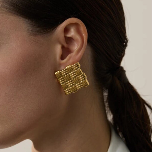Square Weave Stud Earrings