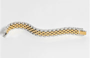 Silver and Gold Chunky Watch Style Bracelet