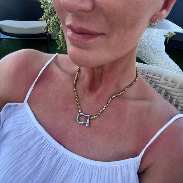 Bold ‘Shackle’ Necklace in Gold with Silver