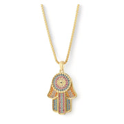 ‘Hamsa’ Hand Multi-Coloured Stone Pendant