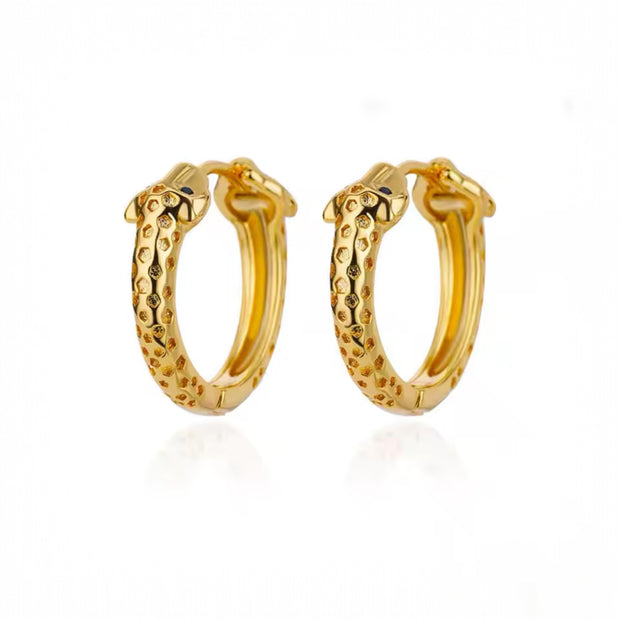 Leopard Head Hoop Click Earrings