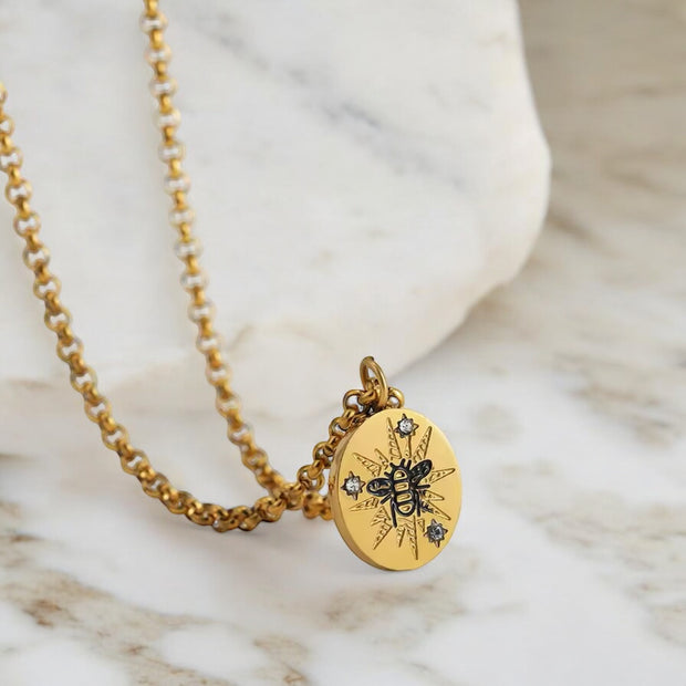 ‘Bee’ Brushed Gold Necklace