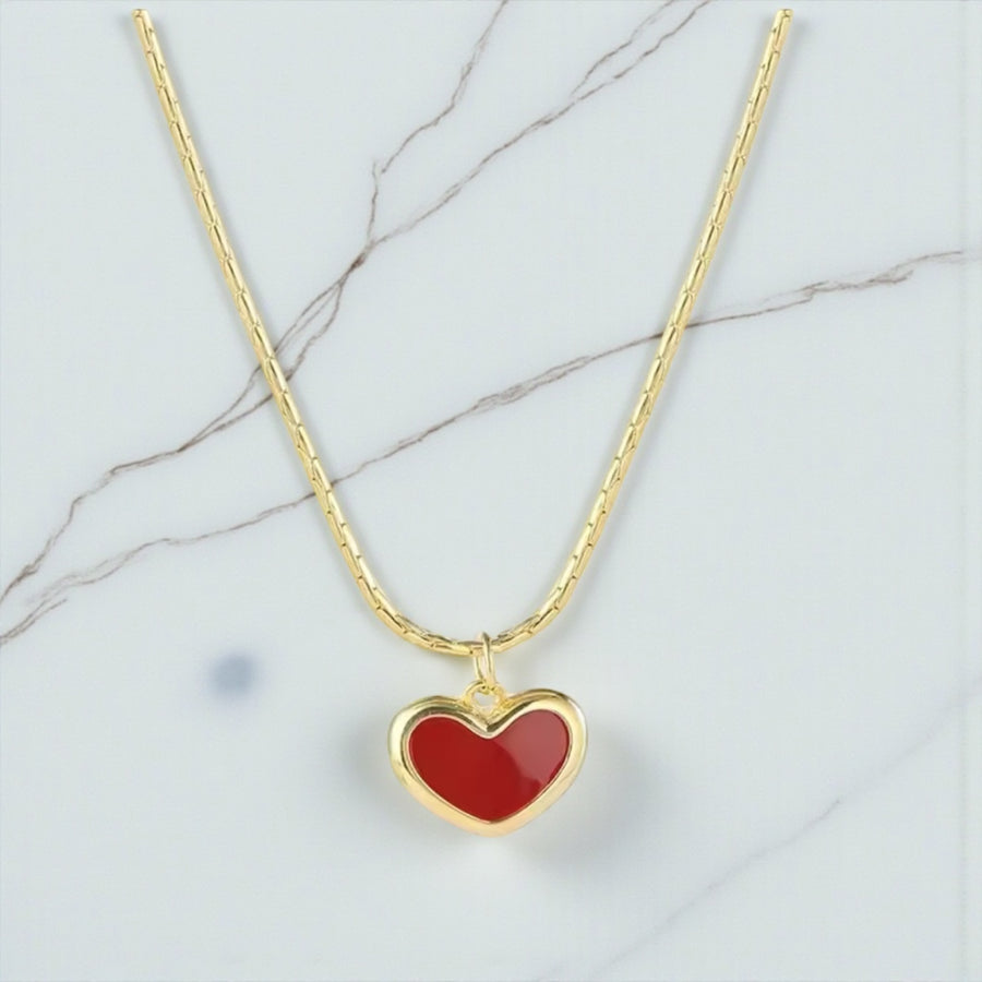 ‘Scarlett Heart’ - Red enamel heart necklace