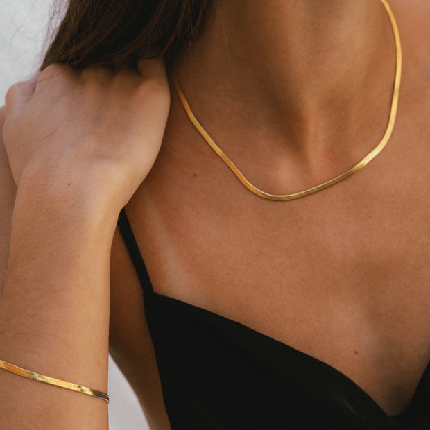 Gold Snake Chain Necklace (2 widths)