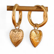 Mini Boho Heart Hoop Gold Earrings