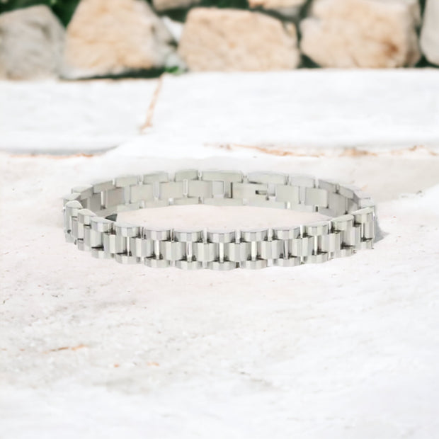 Chunky Silver Watch Style Bracelet