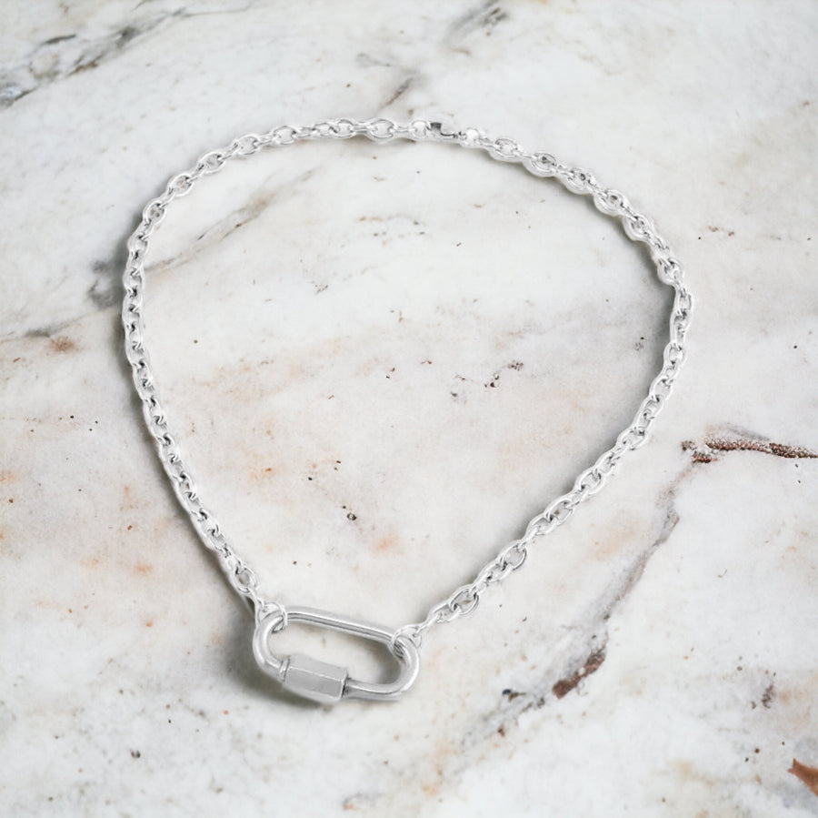 Mila - Silver Chunky Link Chain necklace with Carabiner