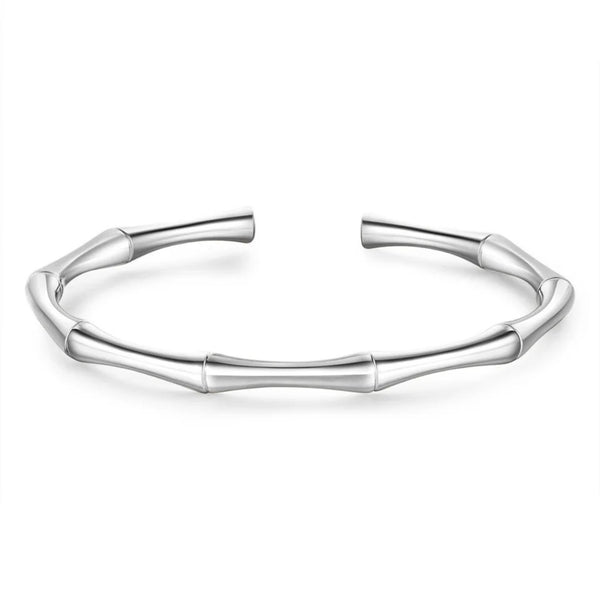 Bamboo Style Bangle - Silver