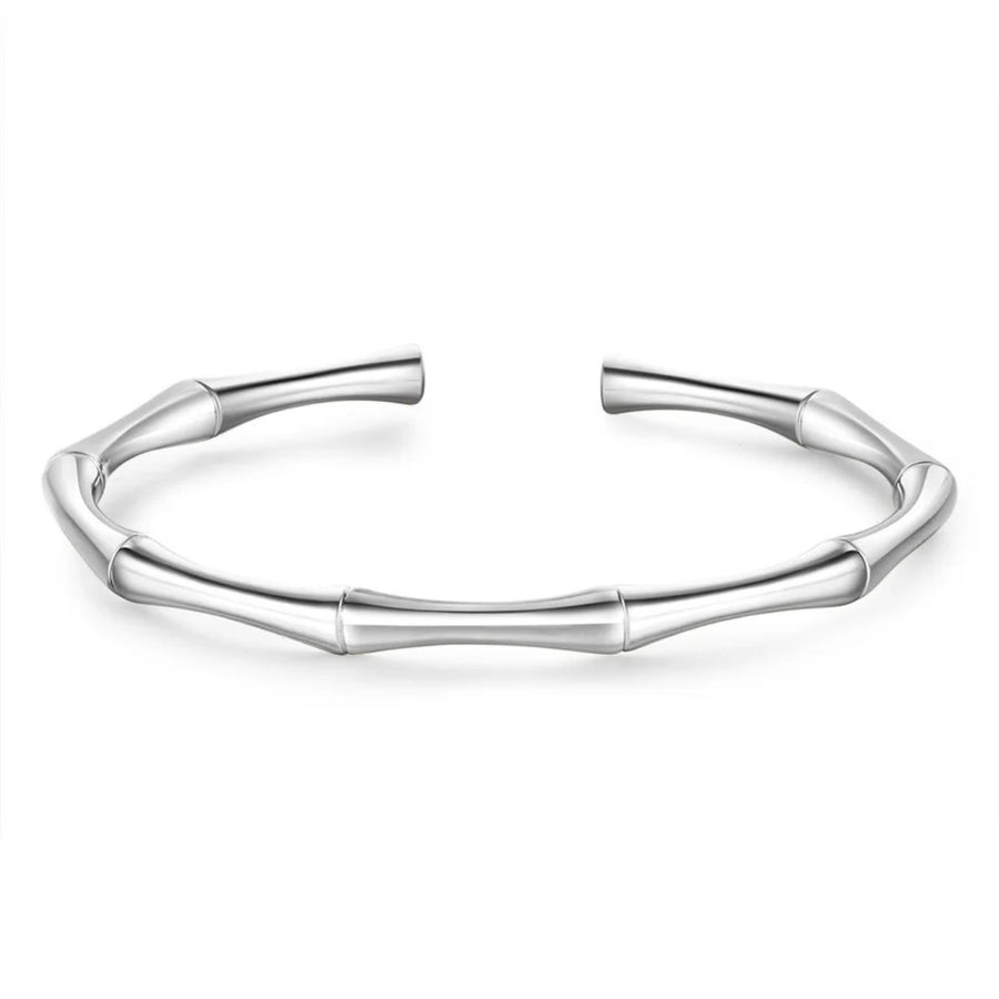 Bamboo Style Bangle - Silver