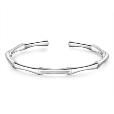 Bamboo Style Bangle - Silver