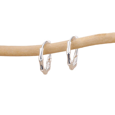 Mini Bamboo Click Hoop Earrings (silver)