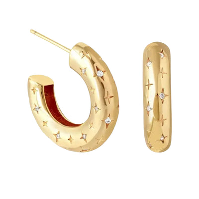 Chunky Constellation Gold Hoop Earrings