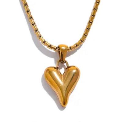 Heartbreaker Solid Heart Pendant Necklace (Silver or Gold)