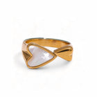 Emily - Mother of Pearl Heart Gold Ring