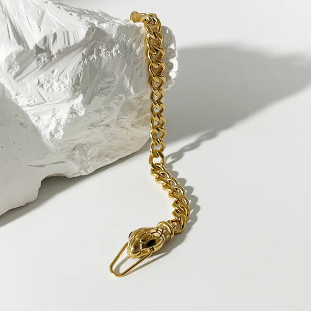 Serpent Snake Chain Link Bracelet (Gold or Silver)