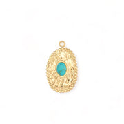 Turquoise and Gold Oval Charm