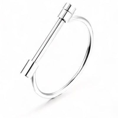 Dionne D Shaped Screw Bangle Silver