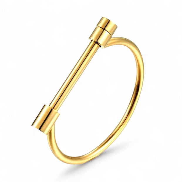 Dionne D Shaped Gold Screw Bangle