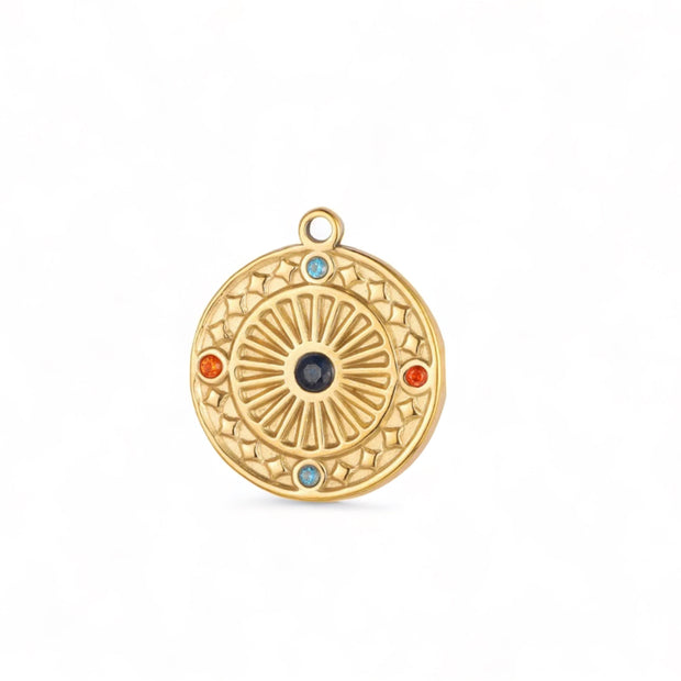Coin Charm with Multi stones