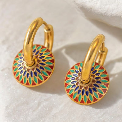 ‘Amira’ - Moroccan Design Mosaic Gold Hoop Earrings