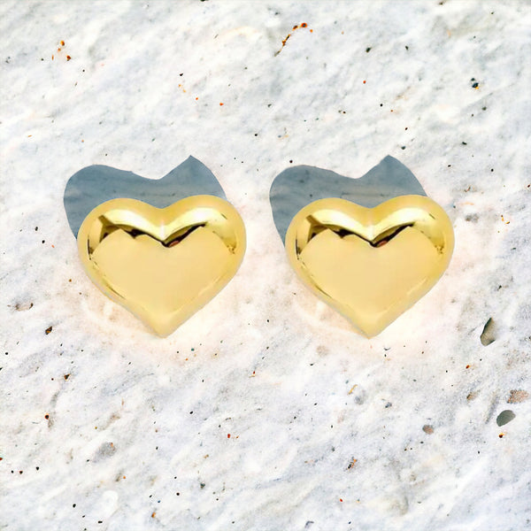 Gold or Silver Heart Stud Earrings