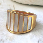 Gold and Mother of Pearl Cuff Ring