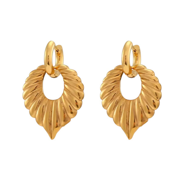 Gold Shell Hoop Earrings