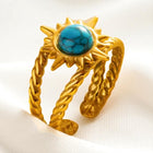 Golden Sunburst Turquoise Open Ring
