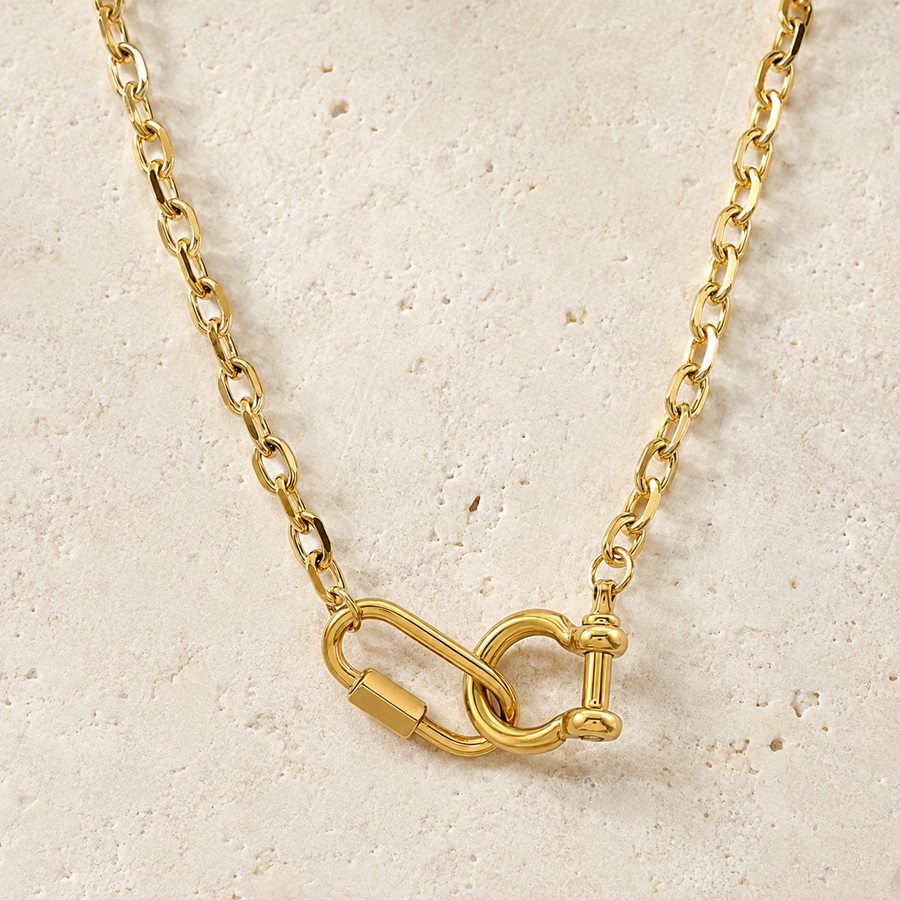 Double Shackle Necklace in Gold