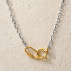 Double Shackle Necklace in Silver with Gold