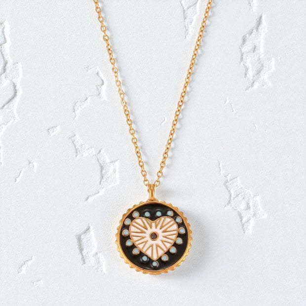 Reversible Enamel Heart Necklace