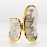 Molten Gold And Silver Hammered Ring