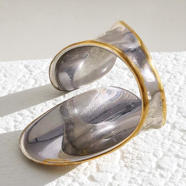 Molten Gold And Silver Hammered Ring
