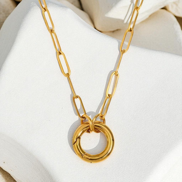 Paperclip O Ring Charm Necklace