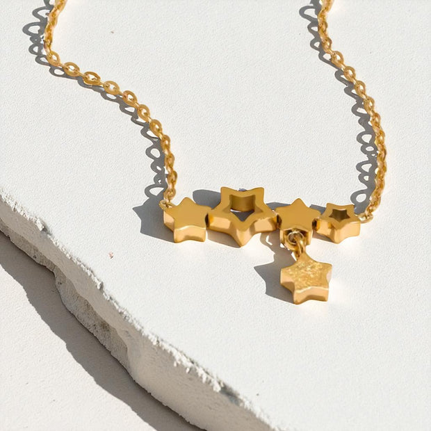 Gold Star Cluster Necklace