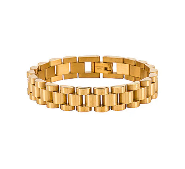 Chunky Gold Watch Strap Style Bracelet