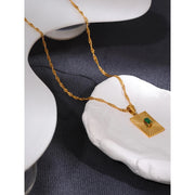 Emerald Stone Disco Gold Necklace