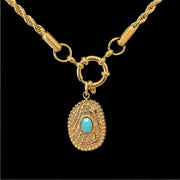 Turquoise and Gold Oval Charm