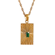 Emerald Stone Disco Gold Necklace