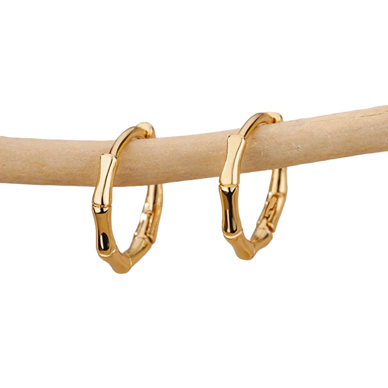 Free gold bamboo hoop earrings gift