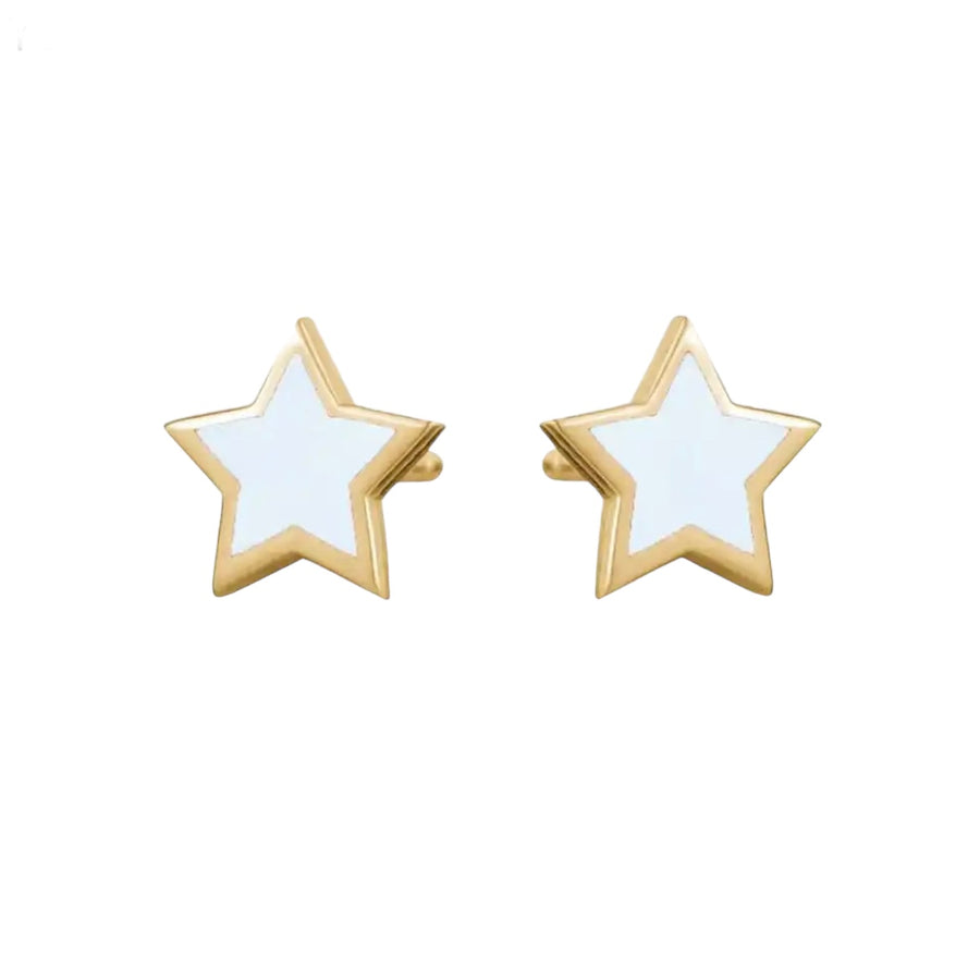 Coloured Enamel Star Gold Stud Earrings